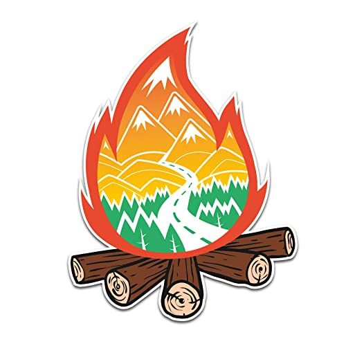 Finest Folia Nature Aufkleber Outdoor Abenteuer Wandern Bergsteigen Camping Sticker für Gitarre Laptop Auto Fahrrad Wasserflasche wetterfest R181 (05 Feuer) von Finest Folia