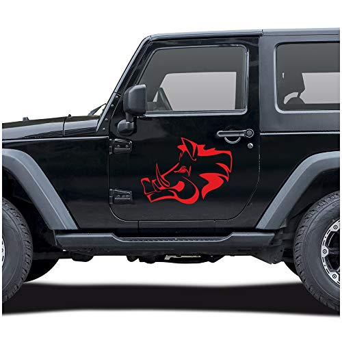 Wildschwein Aufkleber Folie Dekor für Auto Kfz Zubehör Keiler Kopf Motiv Wildsau Eber Jagen Jäger Förster Jagd Autoaufkleber (Karminrot, Groß KX042) von Finest Folia