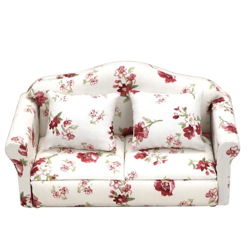 Miniatur Sofa Couch Puppenhaus Zubehör Miniatur Möbel Wichtel Möbel (Floral doppelt) von Finetoknow