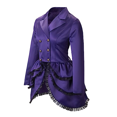 Steampunk Jacke Damen Elegant Vintage Gothic Damen Frack Jacke Spitze Ruffled Double Breasted Performance Kostüm Viktorianisch Mittelalterlich Jacke Uniform von Finetyu