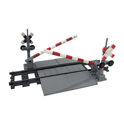 City Schienen Eisenbahnkreuzung Bausteine Zug Schienen Bahnübergang Geländer für den Zuggang,Konstruktionsspielzeug Kompatibel mit Marken Zügen und City-Serien Geschenk für Mädchen und Jungen von Finger Rock