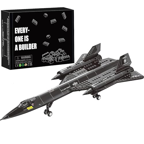 Finger Rock SR-71 Flugzeug Blackbird Kampfjet Klemmbausteine, Lang über 40 cm 1:74 Modell Klemmbausteine Kampfflugzeug, Geschenke ab 6+ Jahren Jungen or Erwachsene von Finger Rock