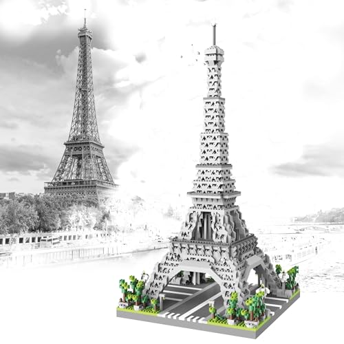 Finger Rock Architecture Paris Eiffelturm Hoch 42cm, Modellbausatz Mikro Klemmbausteine Set 3585 Teile, Schreibtisch Deko Ideen Geschenk Spielzeug für Jugendliche Erwachsene Sammler von Finger Rock