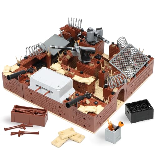 Finger Rock Militärbasis Klemmbausteine, Militärische Trench mit Festung Behandlungsraum Gefängnis, Waffen Flugabwehrkanone Ausrtistung, Kreative Ostern Geschenk Spielzeuge für Kinder (833 Stück) von Finger Rock