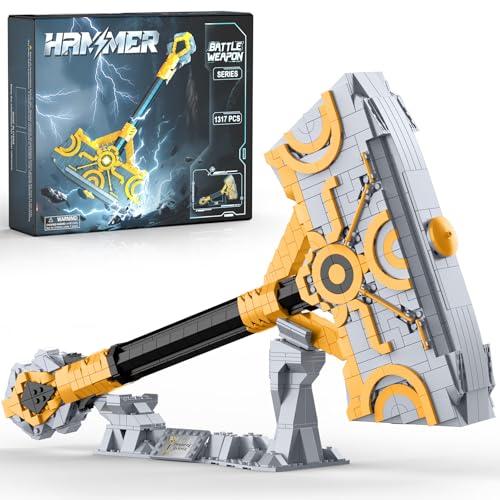 Finger Rock Thor Battle Hammer Bausteine Set für Erwachsene, Legendärer Hammer Baukasten mit einer Basis für Display, 1317 Teile Klassische Spielzeugwaffe Modell Sammlung Geschenke für Teens Jungen 10 von Finger Rock
