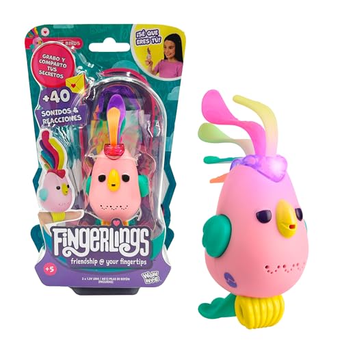 Bizak Fingerlings Secret Bird Debbie Rosa, interaktives Haustier, Spielzeug mit +40 Geräuschen und Reaktionen, wiederholt was Sie sagen, Spielzeug ab 5 Jahren, (61853130-1) von Fingerlings