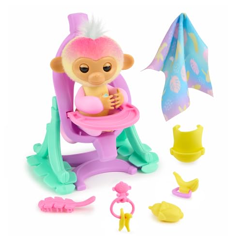 Fingerlings 2023 interaktives Baby-Set mit Babybett und Hochstuhl 2-in-1 und 6 Zubehörteilen (ab 5 Jahren) von Fingerlings