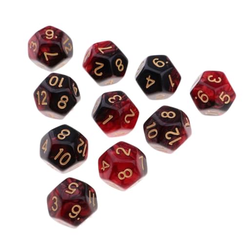 Finlon 10 rote und Schwarze polyedrische Würfel-Set für Spielspa von Finlon
