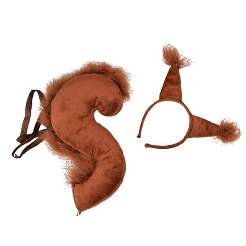 Finlon Eichhrnchenohren Stirnband – für Tierkostüm-Set für dunkelbraunes Cosplay & Zubehr von Finlon