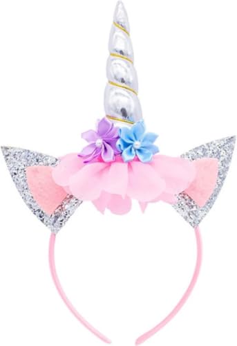 Finnacle - Bezauberndes Einhorn Diadem - Perfekt für Weihnachten, Nikolaus und Geburtstage - Brillante Tiara mit Blumen, Glitzern und goldenen Akzenten - Must-have Krone für Mädchen - Silber Finnacle - Bezauberndes Einhorn Diadem - Perfekt für Weihnachten, Nikolaus und Geburtstage - Brillante Tiara mit Blumen, Glitzern und goldenen Akzenten - Must-have Krone für Mädchen - Silber von Finnacle