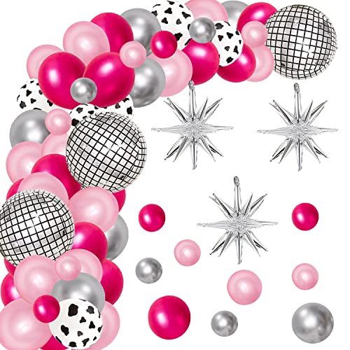 109 Pcs Western Disco Party Dekorationen für Frauen, Hot Pink Rose Rot Silber Cowgirl Ballon Arch 4D Ball Fringe Vorhänge Thema Letzte Rodeo Bachelorette Zubehör für Frauen 80er Jahre 90er Jahre Dekor 109 Pcs Western Disco Party Dekorationen für Frauen, Hot Pink Rose Rot Silber Cowgirl Ballon Arch 4D Ball Fringe Vorhänge Thema Letzte Rodeo Bachelorette Zubehör für Frauen 80er Jahre 90er Jahre Dekor von Finypa