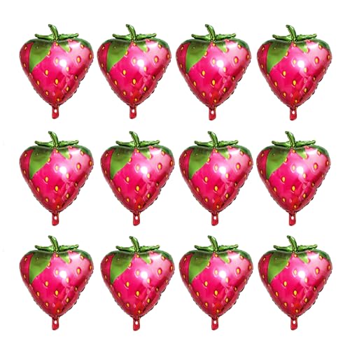 12 Stück Erdbeer-Luftballons, süße Erdbeer-Folienballons, niedliche Fruchtballons für Mädchen, Erdbeer-Themen-Geburtstagsparty-Dekorationen für süße Beeren, 12 Stück 12 Stück Erdbeer-Luftballons, süße Erdbeer-Folienballons, niedliche Fruchtballons für Mädchen, Erdbeer-Themen-Geburtstagsparty-Dekorationen für süße Beeren, 12 Stück von Finypa