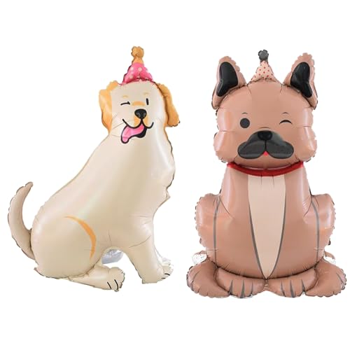 2 x Tier-Hunde-Ballons, 4D, stehend, Labrador, Bulldogge, Folienballon, Hund, Haustier, Pekinese, Geburtstagsparty-Dekoration, Babyparty-Zubehör, Lets Pawty Prop 2 x Tier-Hunde-Ballons, 4D, stehend, Labrador, Bulldogge, Folienballon, Hund, Haustier, Pekinese, Geburtstagsparty-Dekoration, Babyparty-Zubehör, Lets Pawty Prop von Finypa