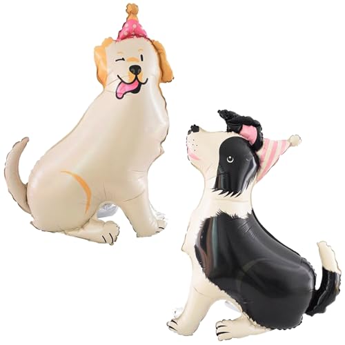 2 x Tier-Hunde-Ballons, 4D, stehender Schäferhund, Welpe, Labrador, Folienballon, für Geburtstagsparty, Dekoration, Babyparty-Zubehör, Lets Pawty Pet Prop 2 x Tier-Hunde-Ballons, 4D, stehender Schäferhund, Welpe, Labrador, Folienballon, für Geburtstagsparty, Dekoration, Babyparty-Zubehör, Lets Pawty Pet Prop von Finypa