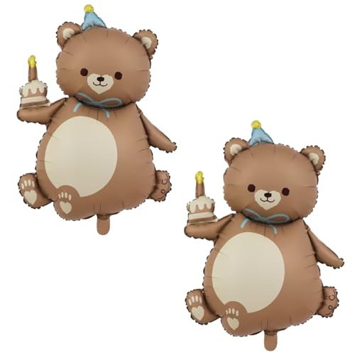 2 x matte Bären-Ballons mit Hut, großer Braunbär-Ballon, hält Geburtstagskerze, Kuchen, Kinder, Dschungel, Safari, Zoo, Bauernhof, Geburtstag, Babyparty, Dekorationen 2 x matte Bären-Ballons mit Hut, großer Braunbär-Ballon, hält Geburtstagskerze, Kuchen, Kinder, Dschungel, Safari, Zoo, Bauernhof, Geburtstag, Babyparty, Dekorationen von Finypa