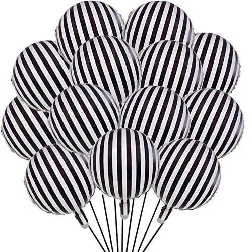 20 Stück schwarz und weiß gestreifte Luftballons Folienballons Aluminium Helium Ballons für Geburtstagsparty Runde Ballons Babyparty Zeremonien Urlaub Party Dekoration 20 Stück schwarz und weiß gestreifte Luftballons Folienballons Aluminium Helium Ballons für Geburtstagsparty Runde Ballons Babyparty Zeremonien Urlaub Party Dekoration von Finypa