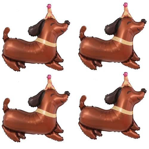 4 x Dackel-Hunde-Luftballons, Geburtstagsdekoration, Haustier, Tier, Mylar-Folienballon, niedlicher Welpe, Geburtstag, für Kinder, Geschenk, Babyparty, Haustier-Partyzubehör 4 x Dackel-Hunde-Luftballons, Geburtstagsdekoration, Haustier, Tier, Mylar-Folienballon, niedlicher Welpe, Geburtstag, für Kinder, Geschenk, Babyparty, Haustier-Partyzubehör von Finypa
