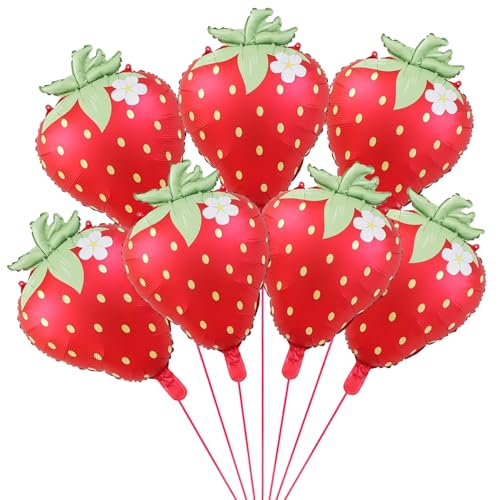 7 rote Erdbeer-Luftballons, süße Erdbeer-Folienballon, Sommer-Party-Dekorationen, süßer Fruchtballon für Geburtstagsparty-Zubehör 7 rote Erdbeer-Luftballons, süße Erdbeer-Folienballon, Sommer-Party-Dekorationen, süßer Fruchtballon für Geburtstagsparty-Zubehör von Finypa