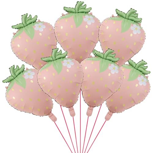7 x rosa Erdbeer-Luftballons, süße Erdbeer-Folienballon, Sommer-Party-Dekorationen, süßer Fruchtballon für Geburtstagsparty-Zubehör 7 x rosa Erdbeer-Luftballons, süße Erdbeer-Folienballon, Sommer-Party-Dekorationen, süßer Fruchtballon für Geburtstagsparty-Zubehör von Finypa