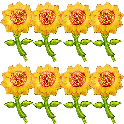 8 Stück Sonnenblumenballons Sonnenblume Aluminiumfolie Ballon Sonnenblume Form Mylar-Luftballons Girlande für Sommer Hawaii Luau Sommer Sonnenschein Geburtstag, Hochzeit Babyparty Party Dekorationen von Finypa