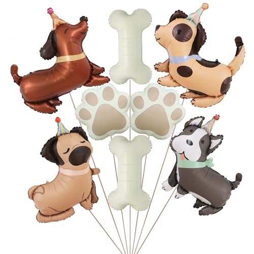 8-teiliges Hundeballon-Set mit Pfotenabdruck-Folienballon, 76,2 cm, Knochenform, Dackel, Husky, Mops, gepunktete Hundepfote, Party-Ballons, Haustiere, Welpen, Geburtstagsparty-Dekoration 8-teiliges Hundeballon-Set mit Pfotenabdruck-Folienballon, 76,2 cm, Knochenform, Dackel, Husky, Mops, gepunktete Hundepfote, Party-Ballons, Haustiere, Welpen, Geburtstagsparty-Dekoration von Finypa