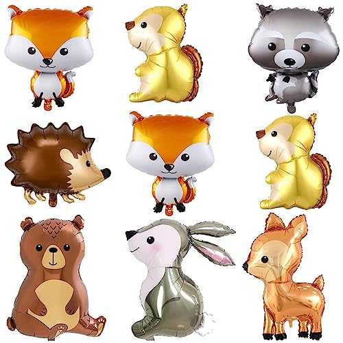 9 Stück Waldtier-Luftballons, Dschungel-Safari-Tier-Luftballons für Geburtstagsparty-Dekorationen, Kaninchen, Bär, Fuchs, Eule, Eichhörnchen, Babyparty, Wald, Tiere, Mylar-Folien-Heliumballon 9 Stück Waldtier-Luftballons, Dschungel-Safari-Tier-Luftballons für Geburtstagsparty-Dekorationen, Kaninchen, Bär, Fuchs, Eule, Eichhörnchen, Babyparty, Wald, Tiere, Mylar-Folien-Heliumballon von Finypa