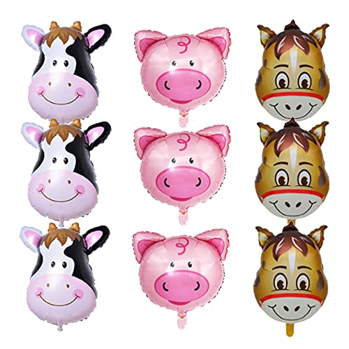 9-teiliges Party-Ballon-Set mit Bauernhoftieren, Schwein, Kuh, Pferd, Esel, Folienballon für Geburtstag, Babyparty, Bauernhof, Motto-Party-Dekorationen 9-teiliges Party-Ballon-Set mit Bauernhoftieren, Schwein, Kuh, Pferd, Esel, Folienballon für Geburtstag, Babyparty, Bauernhof, Motto-Party-Dekorationen von Finypa