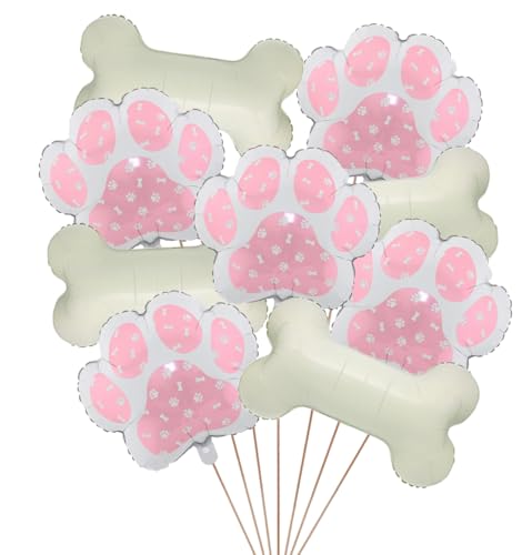 9 x Party-Luftballons für Hunde, 5 x rosa Pfotenform, 4 x Knochenform, für Hundeparty, Babyparty, Kindergeburtstag, Haustierbedarf, Hundewelpen, Geburtstagsparty-Dekorationen (rosa Pfote) von Finypa