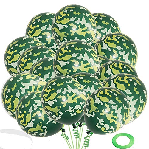 Finypa 70 Stück Latex Camo Ballons Camouflage Ballons Militär Ballons für Jagd Motto Party Militär Feiern - Große 30,5 cm Latexballons von Finypa
