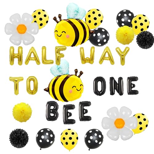 Finypa Half Way to Bee One Decoration Bee Half Birthday Decoration Half Way To One Decoration Half Birthday Balloons Half Birthday Party Supplies Bee Decorations Supplies von Finypa