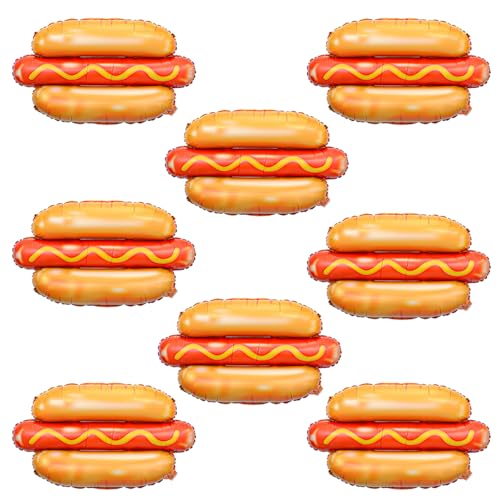 Riesige Hotdog-Ballons, Hamburger-Fast-Food-Party-Dekoration, Picknick-Ballons, Picknick-Ballons, Picknick-Event-Dekoration, Grill-Party-Dekoration, 8 Stück von Finypa