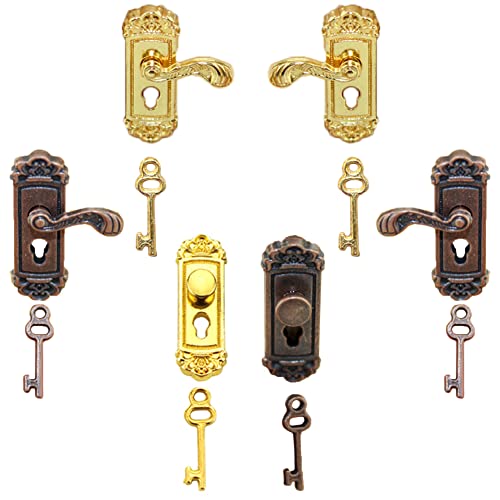 Fiorky 1/12 Puppenhaus Miniatur-Türschloss-Schlüssel-Set, Puppenhaus-Fee, Mini-Türgriff-Spielzeug (C) von Fiorky
