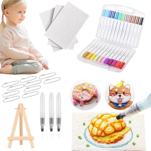 Fiorky 3D Zeichnen Canvas Schwamm Magie Puffy Paint Kit Art Supplies (Runde) von Fiorky
