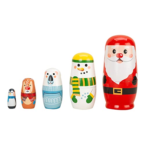 Fiorky 6 Stück Schneemann-Matroschka-Puppen, niedliches Cartoon-Muster, Weihnachten, russische Matroschka-Puppen, Weihnachtsmann-Nistpuppen for Kinder von Fiorky