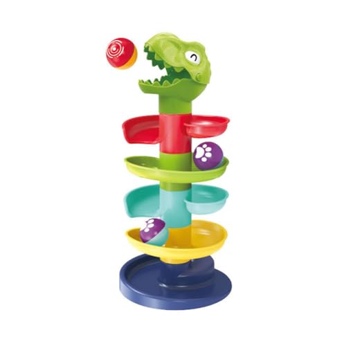 Fiorky Ball Run Ramp Aktivitäten Lernspielzeug 7 Schichten Frühpädagogisches Spielzeug mit Dinosaurierkopf Eltern-Kind-Interaktion for Kinder Babys (Dinosaurier 7) von Fiorky