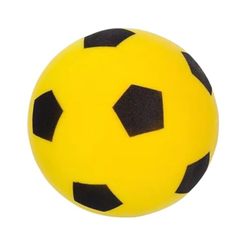 Fiorky Leiser Fußball, Hallenfußball, 21 cm, geräuschloser Schaumstoff-Fußball, bequemer Air-Bounce-Fußball for Kinder, Jungen und Mädchen (21 cm gelb) von Fiorky