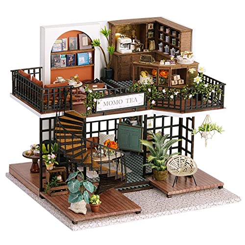 Fiorky Mini DIY Nette Teehaus Modell Home Desktop Dekoration Kind Erwachsene Geschenk (B) von Fiorky