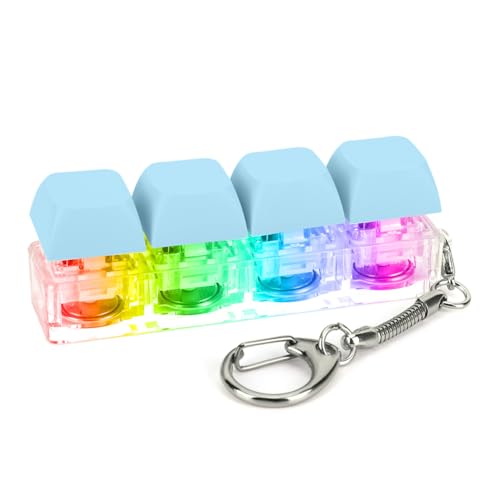 Fiorky Tastatur-Fidget-Spielzeug, Fidget-Spielzeug, Schlüsselanhänger, 4 Tasten, Tastatur-Dekompressionsspielzeug mit LED-Licht, Tastatur-Fidget-Spielzeug, DIY-Knopf, Stressabbau Erwachsene von Fiorky