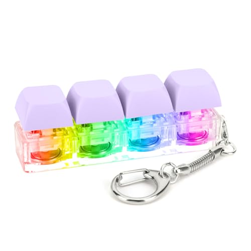 Fiorky Tastatur-Fidget-Spielzeug, Fidget-Spielzeug, Schlüsselanhänger, 4 Tasten, Tastatur-Dekompressionsspielzeug mit LED-Licht, Tastatur-Fidget-Spielzeug, DIY-Knopf, Stressabbau Erwachsene von Fiorky