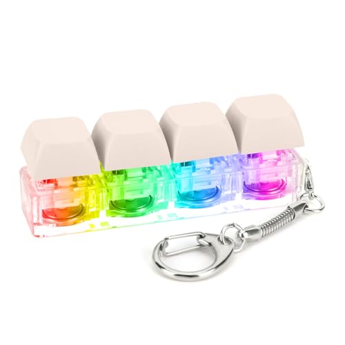 Fiorky Tastatur-Fidget-Spielzeug, Fidget-Spielzeug, Schlüsselanhänger, 4 Tasten, Tastatur-Dekompressionsspielzeug mit LED-Licht, Tastatur-Fidget-Spielzeug, DIY-Knopf, Stressabbau Erwachsene Fiorky Tastatur-Fidget-Spielzeug, Fidget-Spielzeug, Schlüsselanhänger, 4 Tasten, Tastatur-Dekompressionsspielzeug mit LED-Licht, Tastatur-Fidget-Spielzeug, DIY-Knopf, Stressabbau Erwachsene von Fiorky