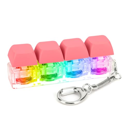 Fiorky Tastatur-Zappel-Schlüsselanhänger, 4 Tasten, Tastatur-Dekompressionsspielzeug mit LED-Licht, Tastatur-Klicker-Spielzeug, DIY-Tastatur-Zappelspielzeug for Erwachsene, um Stress abzubau von Fiorky