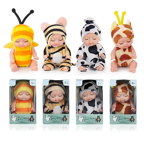Fiotha Babypuppe, 4 Stück Mini-Babypuppe, Newborn Reborn Baby, Baby Mini Puppen, Waschbares PVC-Material, Realistische Babypuppe, Weicher Körper, Puppenspielzeug für Mädchen, Kleinkinder und Kinder Fiotha Babypuppe, 4 Stück Mini-Babypuppe, Newborn Reborn Baby, Baby Mini Puppen, Waschbares PVC-Material, Realistische Babypuppe, Weicher Körper, Puppenspielzeug für Mädchen, Kleinkinder und Kinder von Fiotha