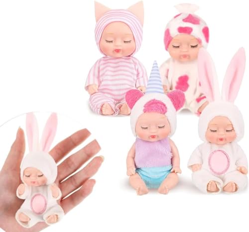 Fiotha Babypuppe, Mini Babypuppen, 4 Stück Puppen, Mini Baby, Newborn Reborn Baby, Waschbares Babypuppen Set, Mini Reborn Puppen, Für Mädchen ab 3 Jahren, Spielzeug Geschenk Fiotha Babypuppe, Mini Babypuppen, 4 Stück Puppen, Mini Baby, Newborn Reborn Baby, Waschbares Babypuppen Set, Mini Reborn Puppen, Für Mädchen ab 3 Jahren, Spielzeug Geschenk von Fiotha