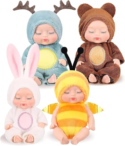 Fiotha Babypuppe, Newborn Reborn Baby, Mini-Babypuppe, 4 Stück Baby Mini Puppen, Waschbares PVC-Material, Realistische Babypuppe, Weicher Körper, Puppenspielzeug für Mädchen, Kleinkinder und Kinder Fiotha Babypuppe, Newborn Reborn Baby, Mini-Babypuppe, 4 Stück Baby Mini Puppen, Waschbares PVC-Material, Realistische Babypuppe, Weicher Körper, Puppenspielzeug für Mädchen, Kleinkinder und Kinder von Fiotha