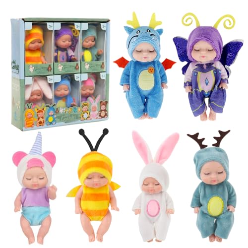 Fiotha Babypuppe Set, 6 Stück Mini Puppe, Realistische Babypuppe, Newborn Reborn Baby, Waschbares PVC-Material, Puppenspielzeug für Mädchen, Kleinkinder und Kinder Fiotha Babypuppe Set, 6 Stück Mini Puppe, Realistische Babypuppe, Newborn Reborn Baby, Waschbares PVC-Material, Puppenspielzeug für Mädchen, Kleinkinder und Kinder von Fiotha