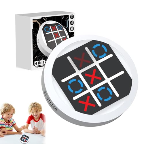 Fiotha Tic Tac Toe Elektronisch, 4-in-1 Tik Tak Toe Elektronisch, Tictactoe mit 4 Verschiedene Spielmodi, Handkonsolen, Tragbare Reisespiele, für Kinder Erwachsene, Reise und Familie (Weiß) von Fiotha