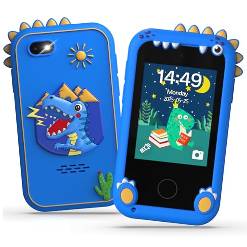 Fippesax Kinder Handy Smartphone Spielzeug, Kinderkamera 2,8" Handy für Mädchen Jungen, 20 lernspiele, Dualkamera, 8GB SD Karte, MP3 Player 3-9 Jahre, Blau von Fippesax