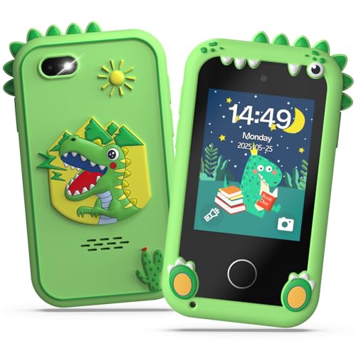 Fippesax Kinder Handy Smartphone Spielzeug, Kinderkamera 2,8" Handy für Mädchen & Jungen, 8G SD Karte, 20 lernspiele, DualKamera, MP3 Player (Grün) von Fippesax