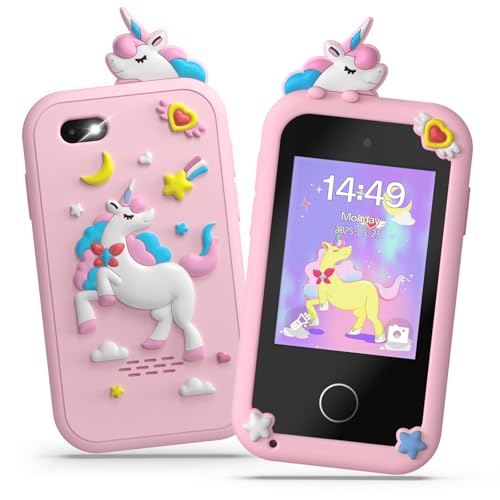 Fippesax Kinder Handy Smartphone Spielzeug, Kinderkamera 2,8" Touchscreen Handy für Mädchen Jungen, 20 lernspiele, Dualkamera, 8GB SD Karte, MP3 Player 3-9 Jahre von Fippesax