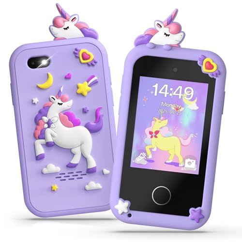 Fippesax Kinder Handy Smartphone Spielzeug, Kinderkamera Handy für Mädchen & Jungen, 20 lernspiele, Dualkamera, 8G SD Karte, MP3 Player, Perfektes Weihnachts für 3-9 Jahre (Lila) von Fippesax